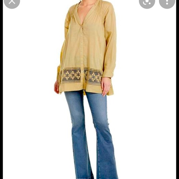 Free People Top with crochet detail - Picture 1 of 11